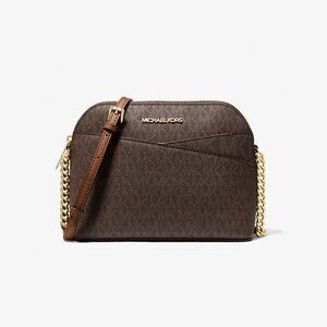 MICHAEL Michael Kors Jet Set Travel Medium Logo Dome Crossbody Bag BROWN